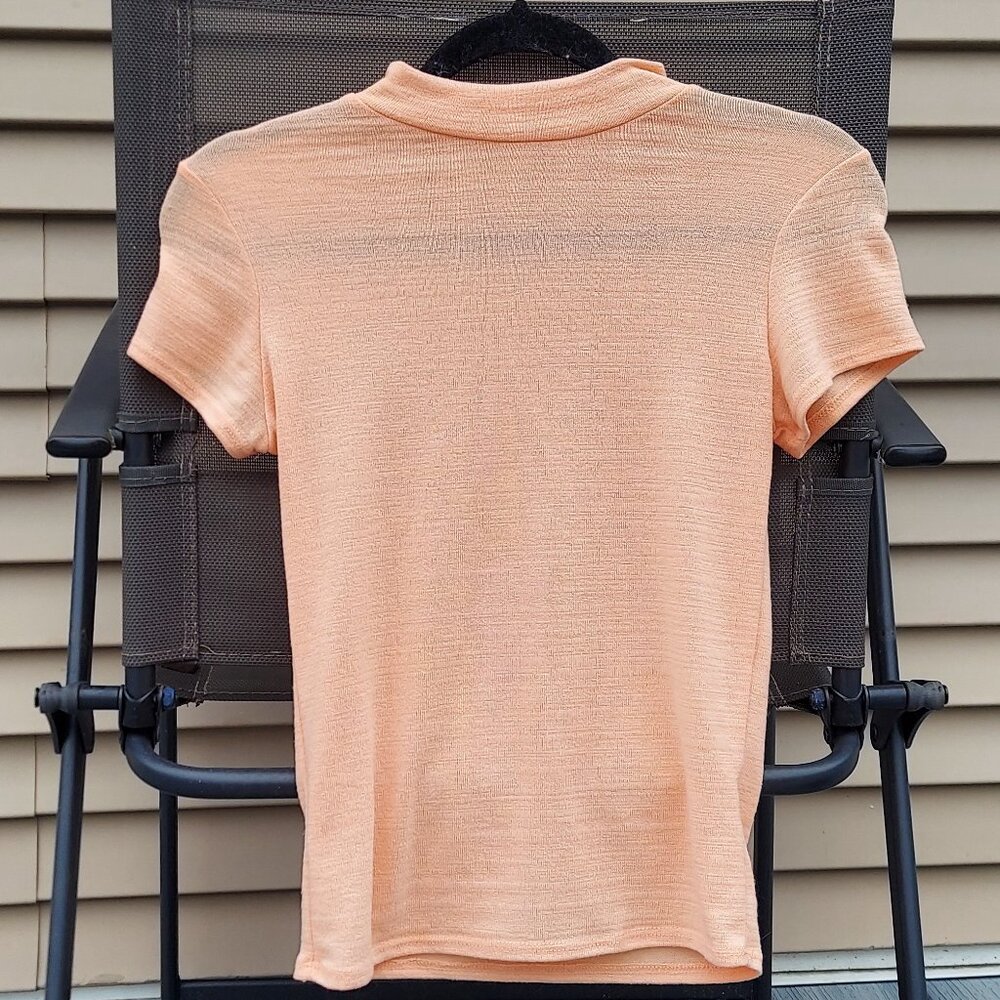Peach colored Mock Neck Top by Olivia Rae